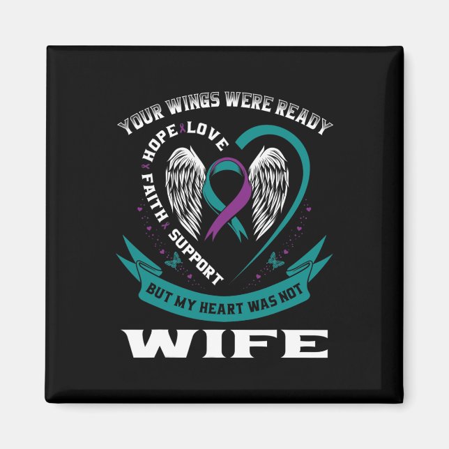 Manar Teal Lila Ribbon Vingar Suicide Awareness Pr Magnet (Framsidan)