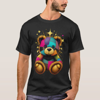 Manar Tecknad Bear Print - Roligt Graphic Crewnack T Shirt