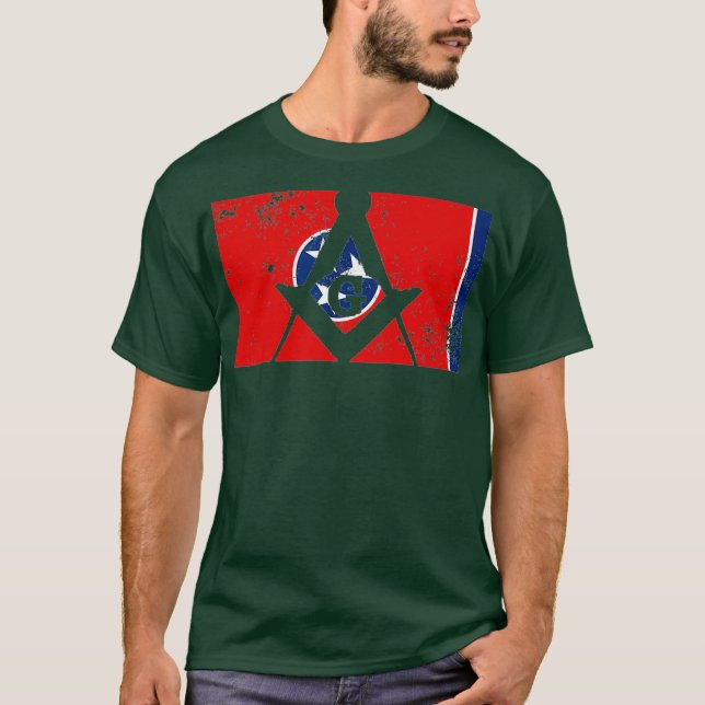 Manar Tennessee Masonic Square Compass Freemason T Shirt (Framsida)