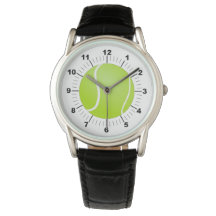 Manar Tennis Boll Krona Black Leather Strap Watch