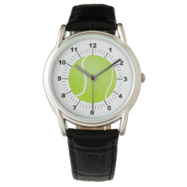 Manar Tennis Boll Krona Black Leather Strap Watch Armbandsur