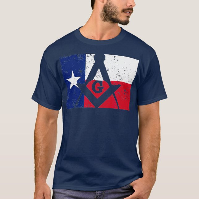 Manar Texas Masonic Square Compass Freemason T Shirt (Framsida)