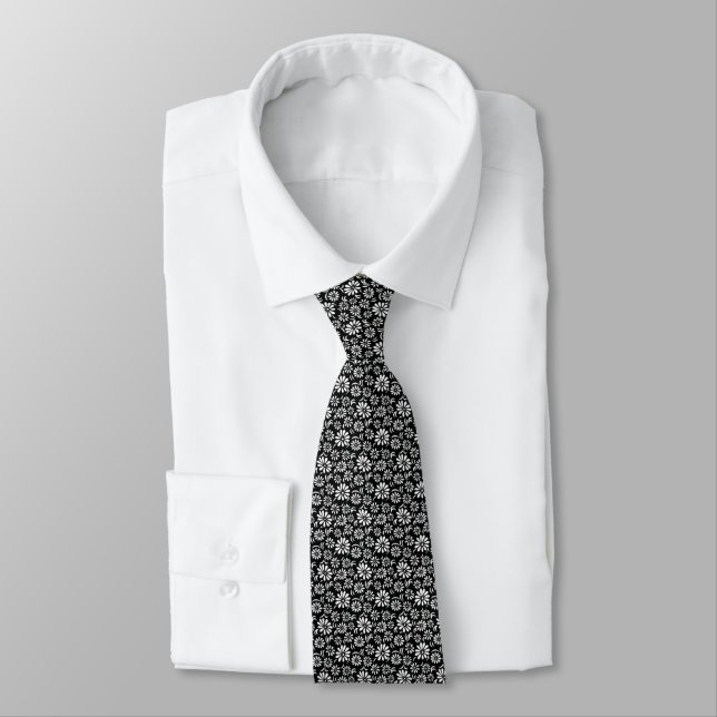 Manar Tie-Black Flowers Slips (Bunden)