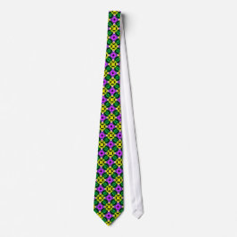 Manar Tie: Geometriskt Mardi Gras ljust neon Slips