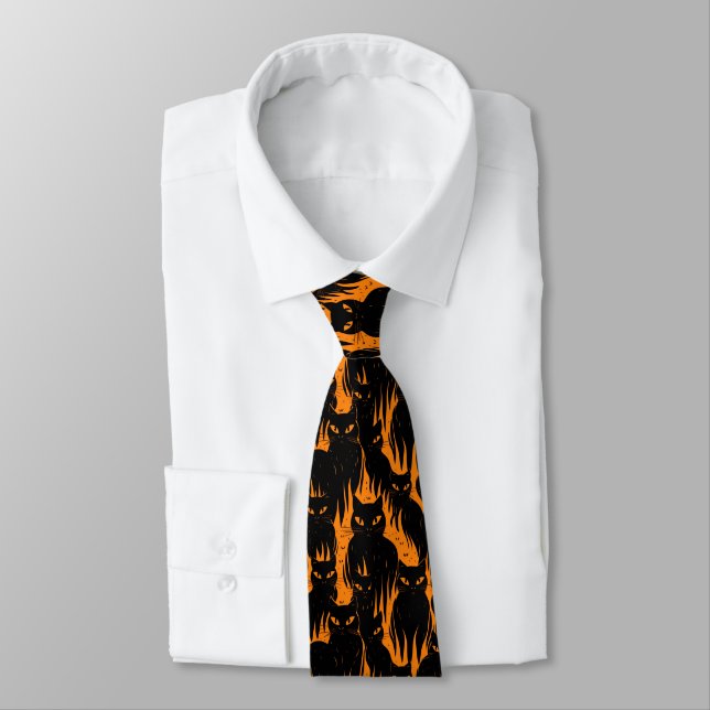 Manar Tie-Halloween Black Cat Slips (Bunden)