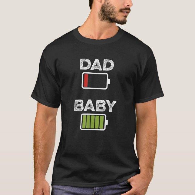 Manar Tired Pappa Låg batteriladdning för Baby Ful T Shirt (Framsida)
