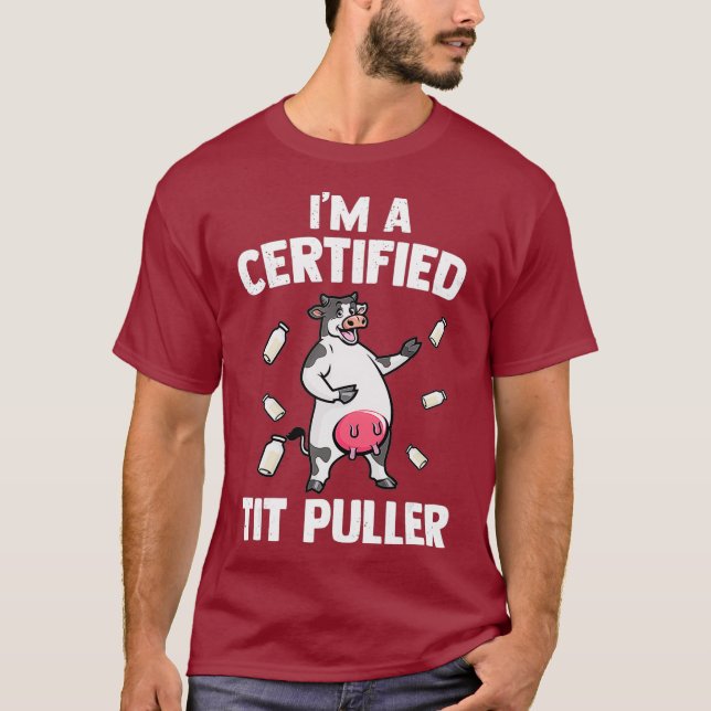 Manar Tit Puller Cow Making Animal Gift T Shirt (Framsida)