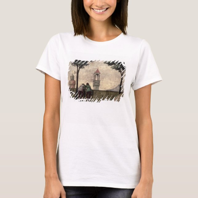 Manar Tittar över en mur, från besöket (fres) Tee (Framsida)