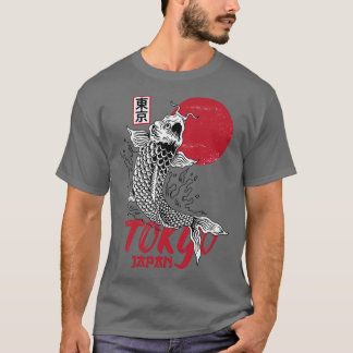 Manar Tokyo Japan Design med Koi Carp i Red och T Shirt