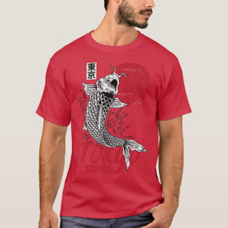 Manar Tokyo Japan Design med Koi Carp i Red och T Shirt