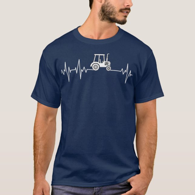 Manar Tractor Heartslag Farmer Tractor Farming T Shirt (Framsida)