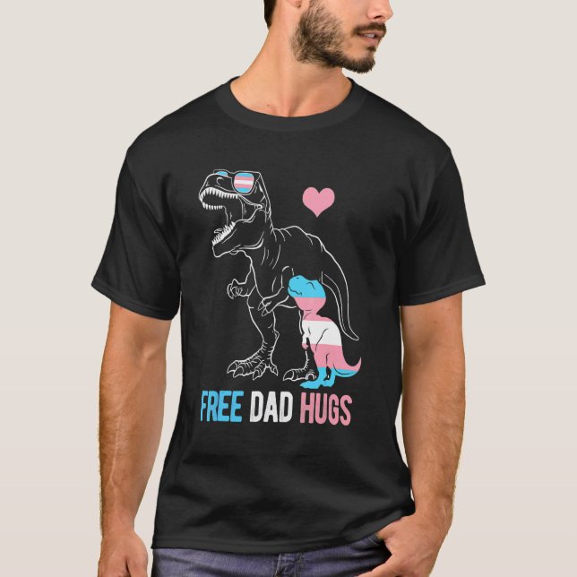 Manar Trans Free Pappa Hugs Dinosaur Rex pappa Tra T Shirt (Framsida)