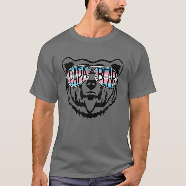 Manar Trans Pappa Bear Proud Pappa Ally Transgende T Shirt (Framsida)