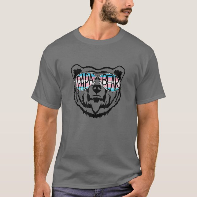 Manar Trans Pappa Bear Proud Pappa Ally Transgende T Shirt (Framsida)