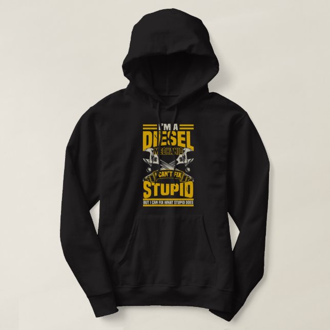 Manar Trucker Diesel Mechanic I kan inte åtgärda s Hoodie (Design framsida)