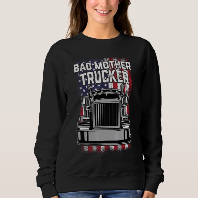 Manar Trucker Driver Bad Mor Trucker Big Rig Sem T Shirt (Framsida)