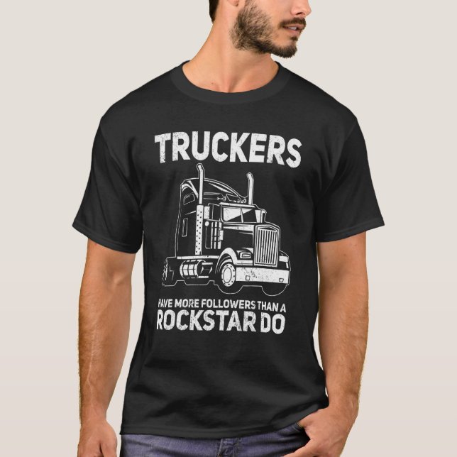 Manar Trucker Semi Trailer Lastbil Driver 1 T Shirt (Framsida)