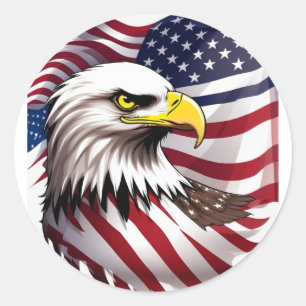 Manar Tshirt med USA:s Flagga- och agle Design Runt Klistermärke