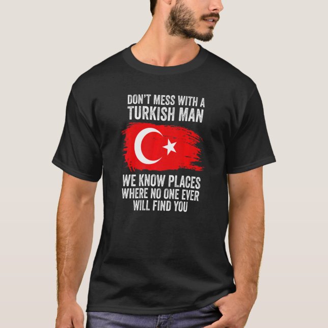Manar Turkiet Flagga Turkiet T Shirt (Framsida)