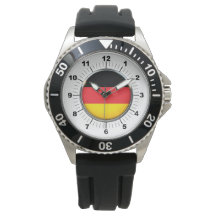 Manar Tyska Flagga Krona Black Rubber Strap Watch