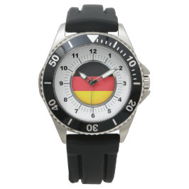 Manar Tyska Flagga Krona Black Rubber Strap Watch Armbandsur