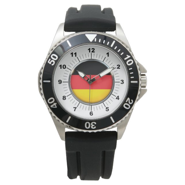 Manar Tyska Flagga Krona Black Rubber Strap Watch Armbandsur (Framsida)