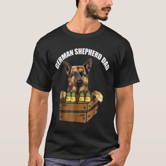 Manar tyska shepherd Pappa Beer Drinking Hund Papp T Shirt (Framsida)