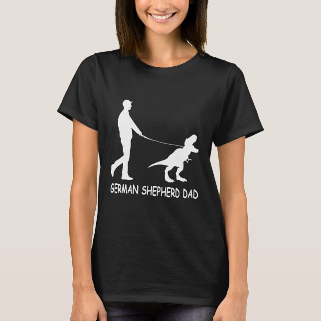 Manar tyska Shepherd Pappa Dinosaur Gsd Owners T Shirt (Framsida)