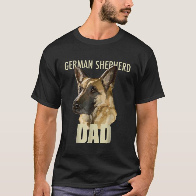 Manar tyska Shepherd Pappa Hund T Shirt (Framsida)