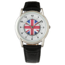 Manar UK Flagga Black Leather Strap Watch