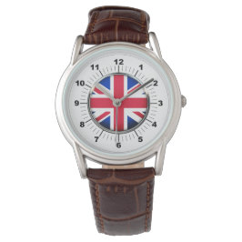 Manar UK Flagga Classic Brown Leather Strap Watch Armbandsur