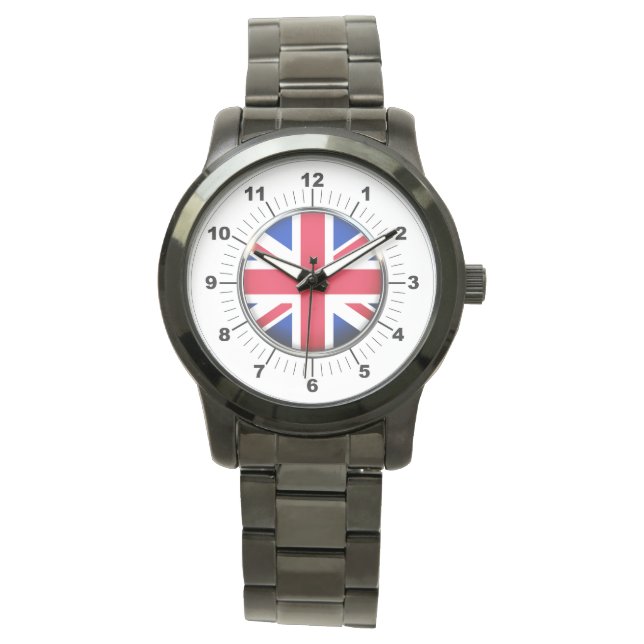 Manar UK Flagga Oversized Black Bracelet Watch Armbandsur (Framsida)