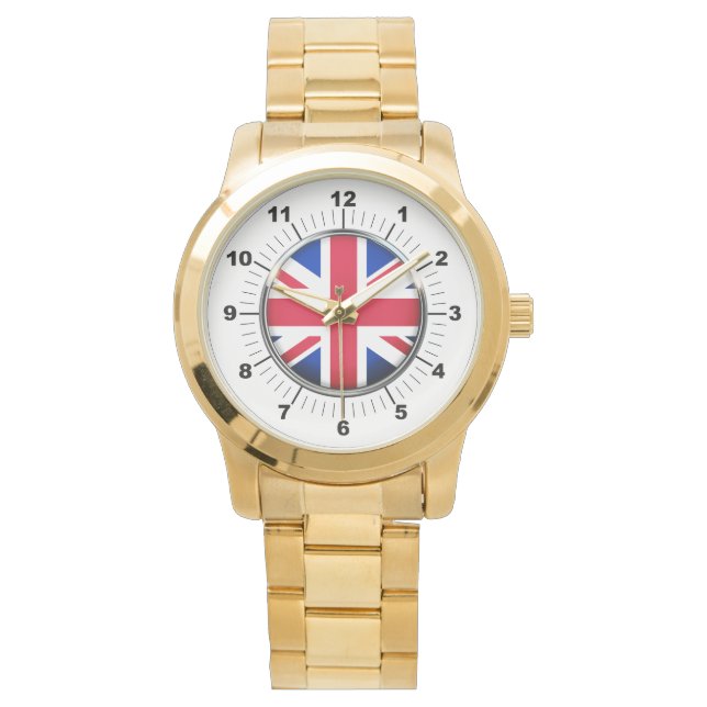 Manar UK Flagga Oversized Guld Bracelet Watch Armbandsur (Framsida)