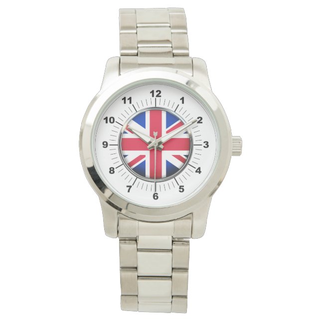 Manar UK Flagga Oversized Silver Bracelet Watch Armbandsur (Framsida)