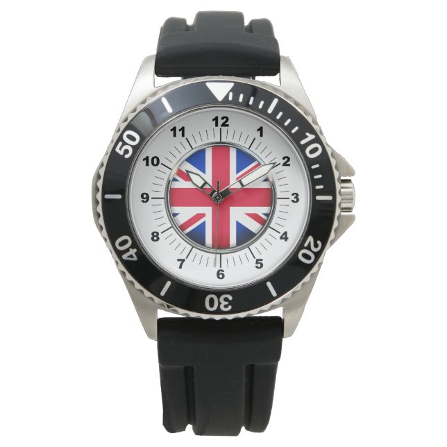 Manar UK Flagga Protector Black Rubber Strap Watch Armbandsur (Framsida)