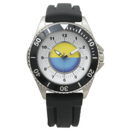 Manar Ukraina Flagga Black Rubber Strap Watch Armbandsur
