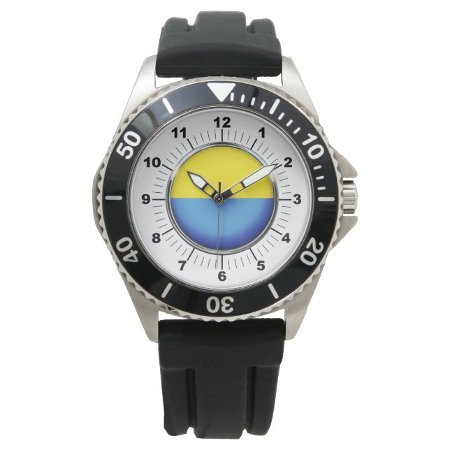 Manar Ukraina Flagga Black Rubber Strap Watch Armbandsur (Framsida)