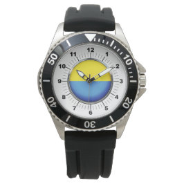 Manar Ukraina Flagga Krona Black Rubber Strap Watc Armbandsur
