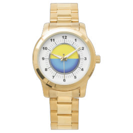 Manar Ukraina Flagga Oversized Guld Bracelet Watch Armbandsur