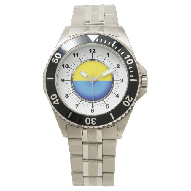 Manar Ukraina Flagga Stainless Steel Bracelet Watc Armbandsur (Framsida)