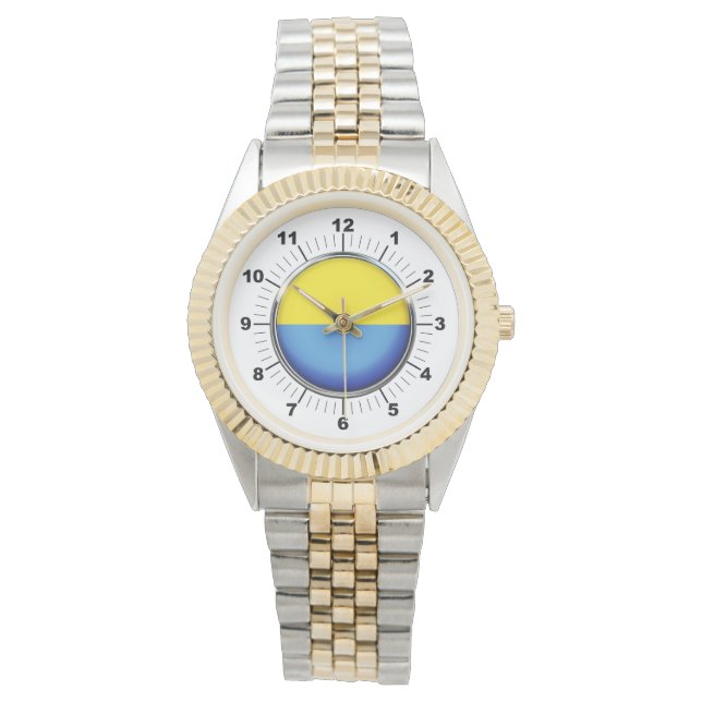 Manar Ukraina Flagga Two-Tone Bracelet Watch Armbandsur (Framsida)