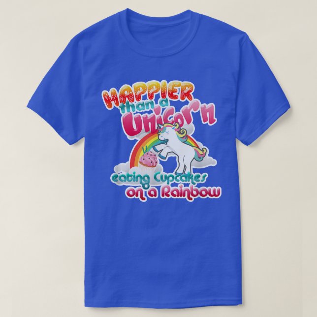 Manar Unicorn Eating-Muffinsar på en regnbåge Unic T Shirt (Design framsida)