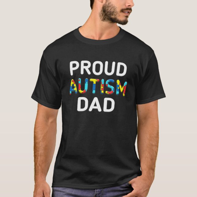 Manar Unik stolt Autism Pappa Färgad Puzzle Delara T Shirt (Framsida)