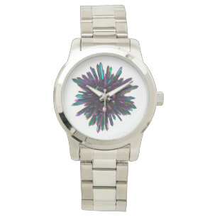 *~* Manar Unisex Metallic Blue Lila Crystal Armbandsur