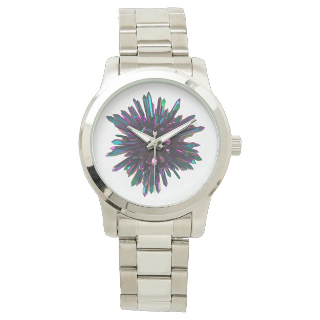 *~* Manar Unisex Metallic Blue Lila Crystal Armbandsur (Framsida)