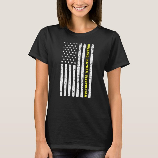 Manar US Flagga Electrician Make Far T Shirt (Framsida)