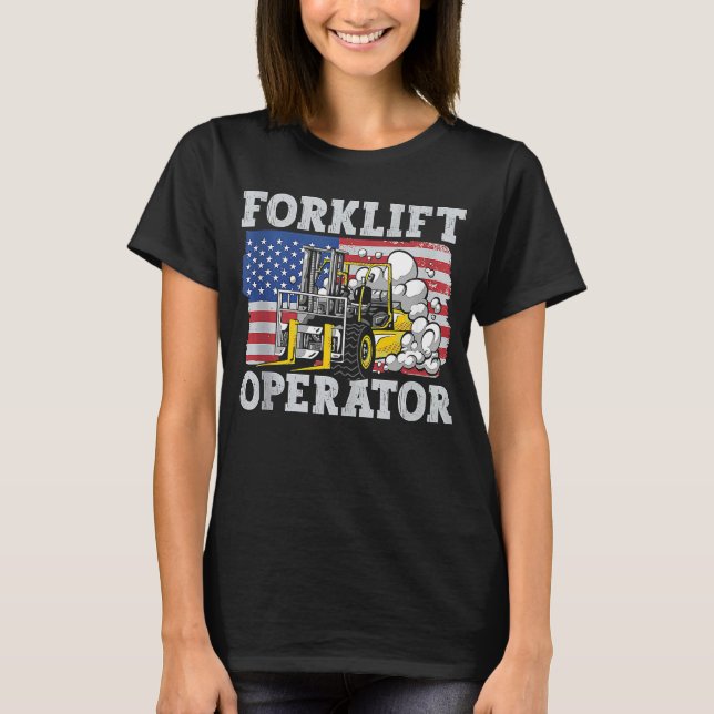 Manar Us Flagga Forklift operator T Shirt (Framsida)