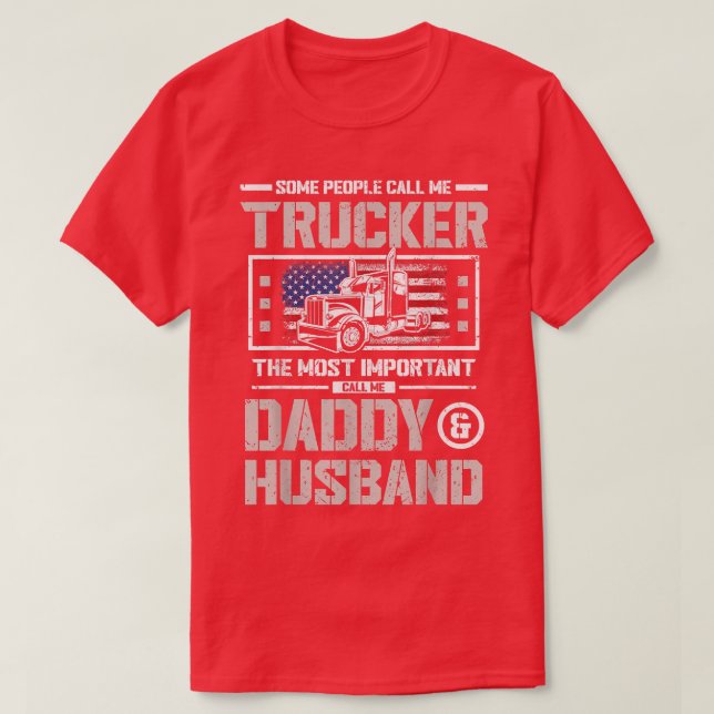 Manar US Flagga Trucker pappa eller Trucker Make T Shirt (Design framsida)