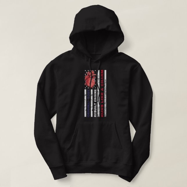 Manar USA American Flagga, Mechanic Open Heart Sur Hoodie (Design framsida)