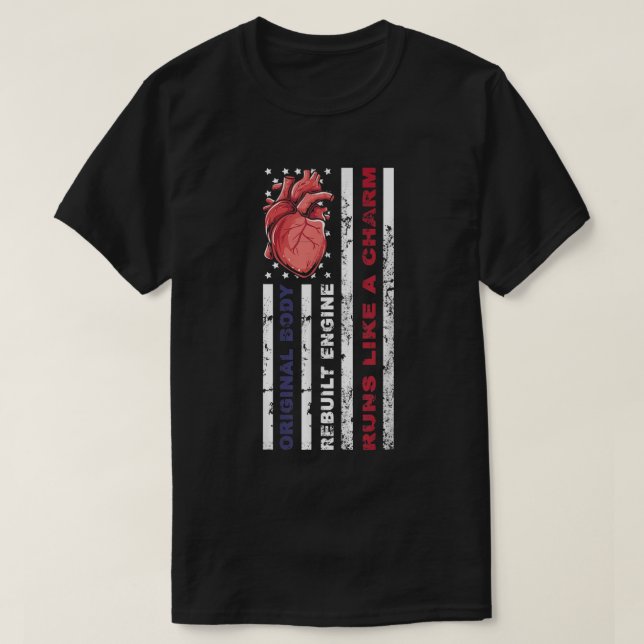 Manar USA American Flagga, Mechanic Open Heart Sur T Shirt (Design framsida)